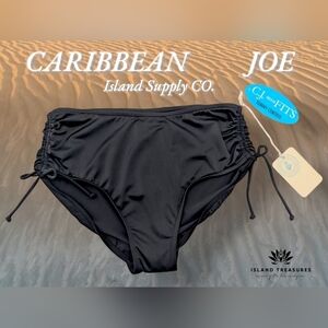 NWT Caribbean Joe Slimming Black Side-Tie Flattering Bikini Bottom – Size 16